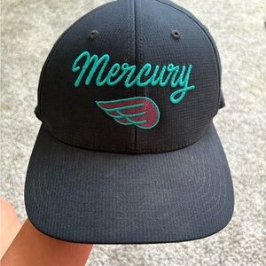 47 Black and Teal Mercury Hat with Curved Brim